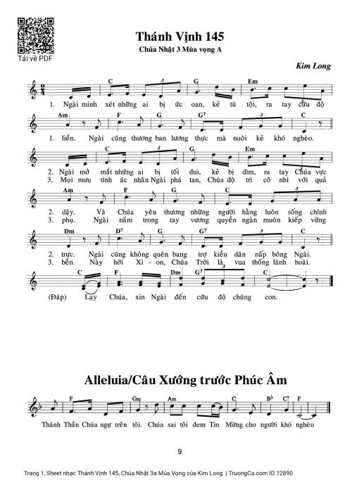 Sheet PDF of Thánh Vịnh 145, Chúa Nhật 3a Mùa Vọng