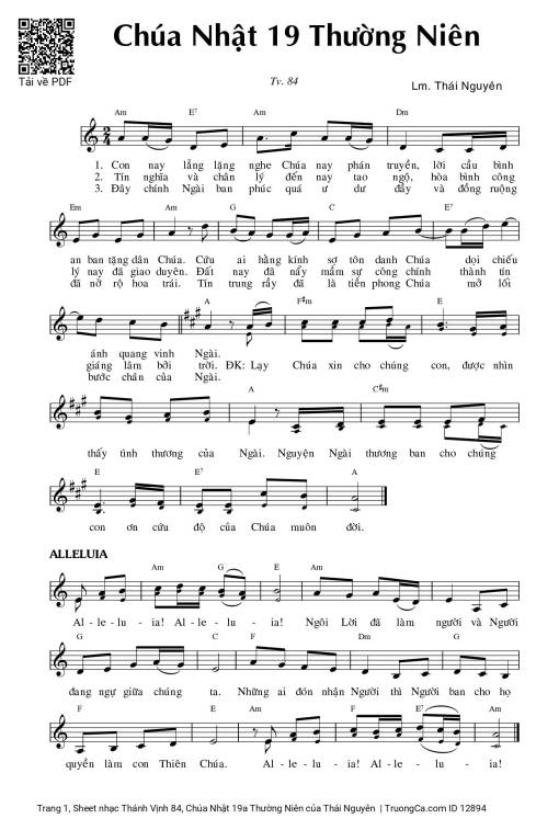 Thánh Vịnh 84, Chúa Nhật 19a Thường Niên