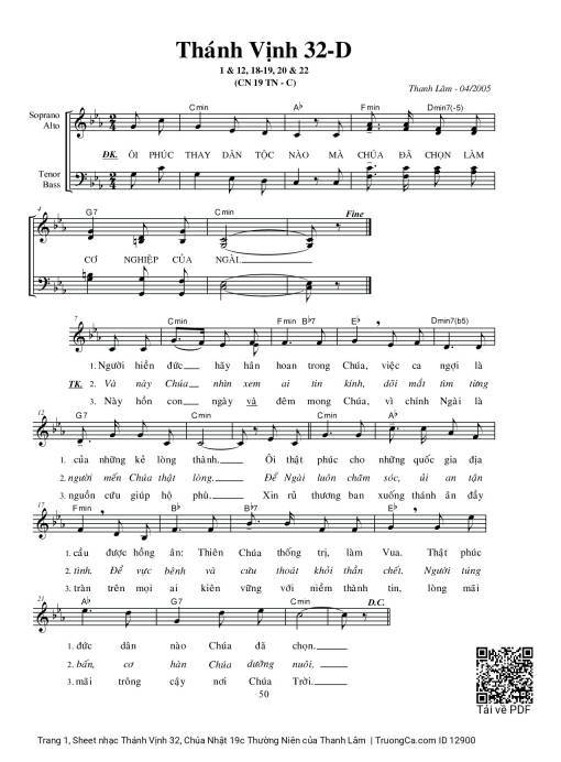 Sheet PDF of Thánh Vịnh 32, Chúa Nhật 19c Thường Niên