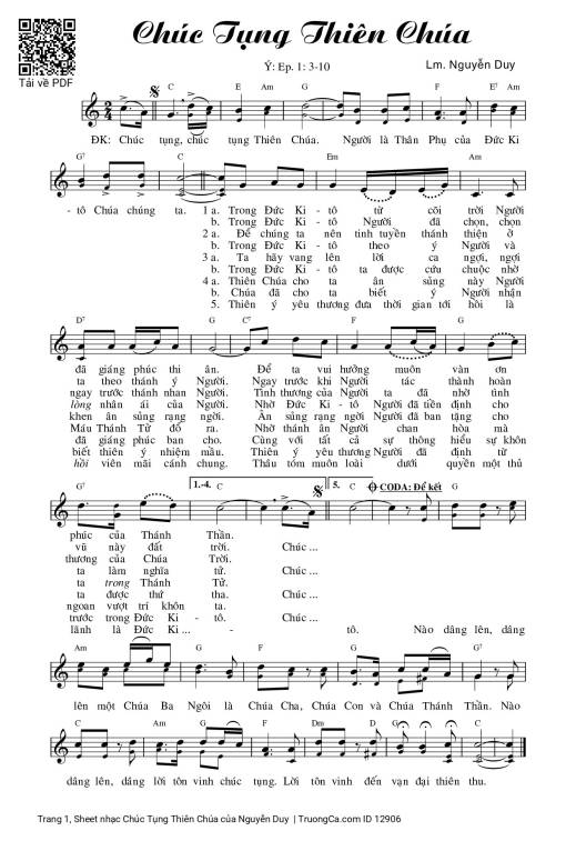 Sheet PDF of Chúc Tụng Thiên Chúa