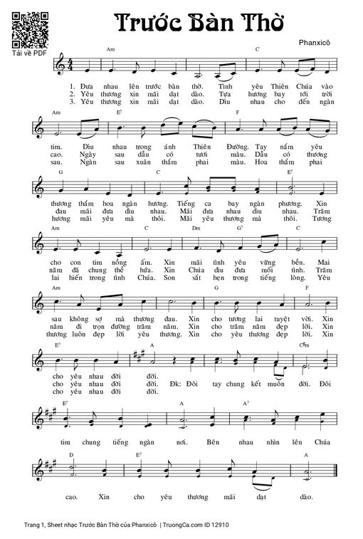 Sheet PDF of Trước Bàn Thờ