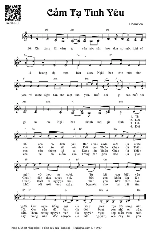 Sheet PDF of Cảm Tạ Tình Yêu
