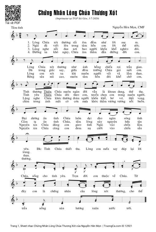 Sheet PDF of Chứng Nhân Lòng Chúa Thương Xót