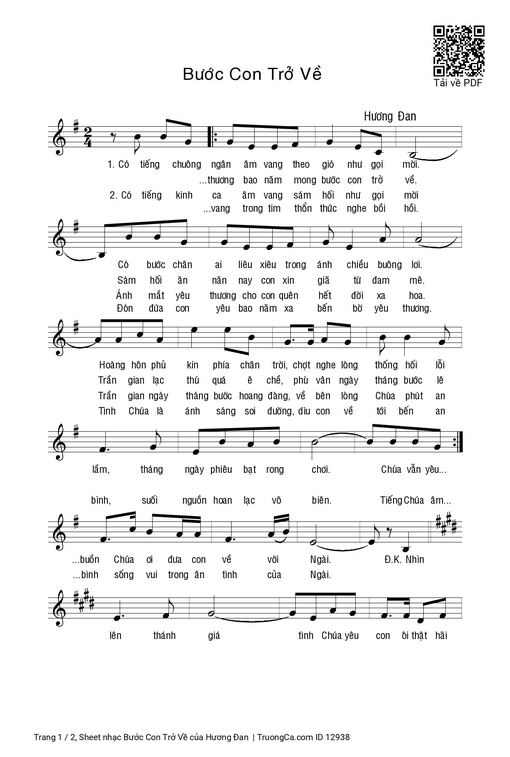 Sheet PDF of Bước Con Trở Về