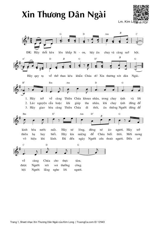 Sheet PDF of Xin Thương Dân Ngài