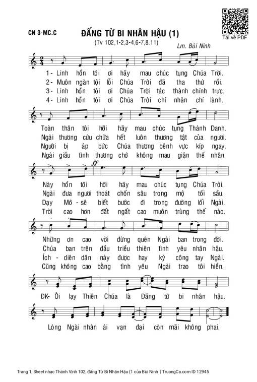 Sheet PDF of Thánh Vịnh 102, đấng Từ Bi Nhân Hậu (1