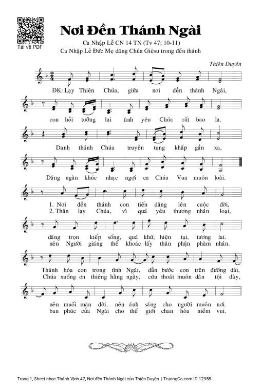 Sheet PDF of Thánh Vịnh 47, Nơi đền Thánh Ngài