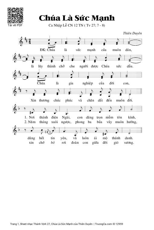 Sheet PDF of Thánh Vịnh 27, Chúa Là Sức Mạnh