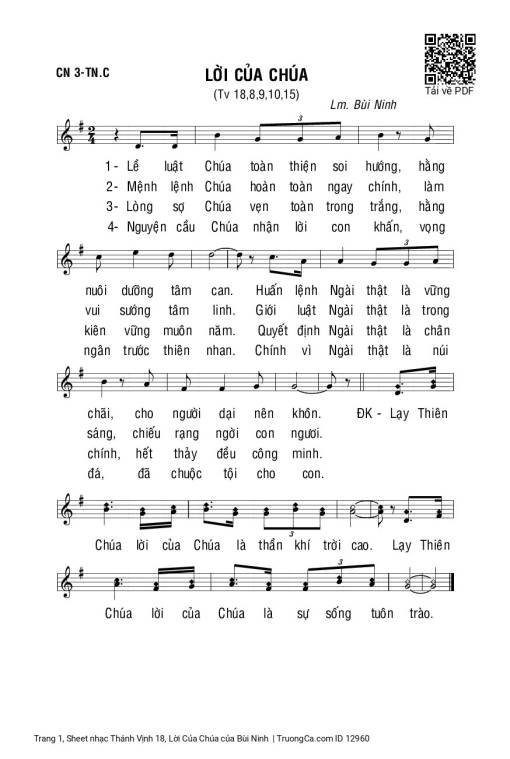 Sheet PDF of Thánh Vịnh 18, Lời Của Chúa
