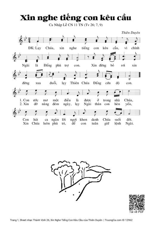Sheet PDF of Thánh Vịnh 26, Xin Nghe Tiếng Con Kêu Cầu