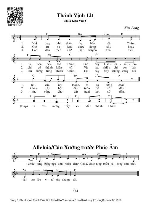 Sheet PDF of Thánh Vịnh 121, Chúa Kitô Vua - Năm C