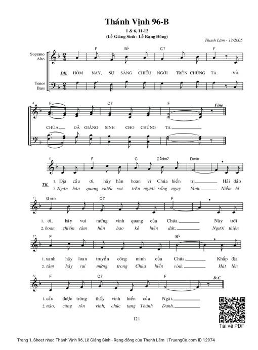 Sheet PDF of Thánh Vịnh 96, Lễ Giáng Sinh - Rạng đông