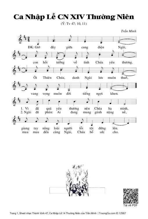 Thánh Vịnh 47, Ca Nhập Lễ 14 Thường Niên