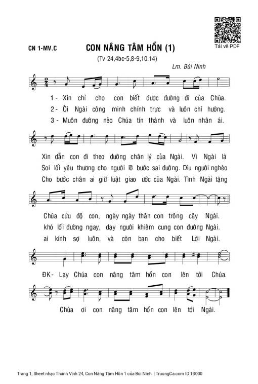 Sheet PDF of Thánh Vịnh 24, Con Nâng Tâm Hồn 1