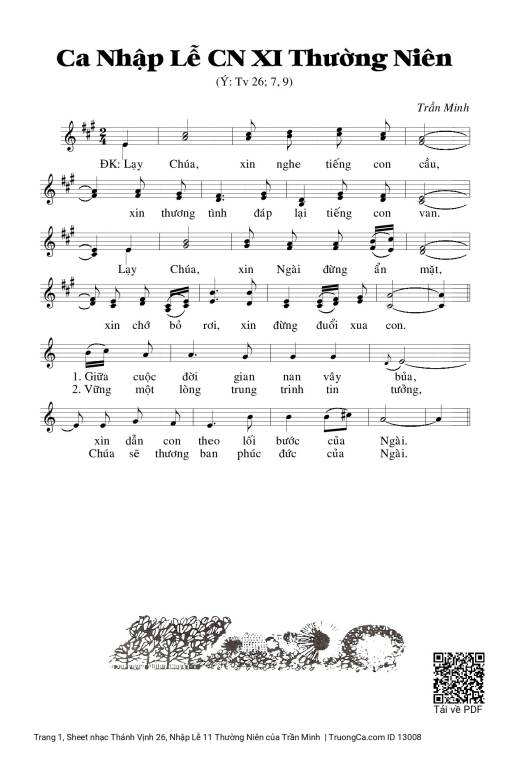 Sheet PDF of Thánh Vịnh 26, Nhập Lễ 11 Thường Niên
