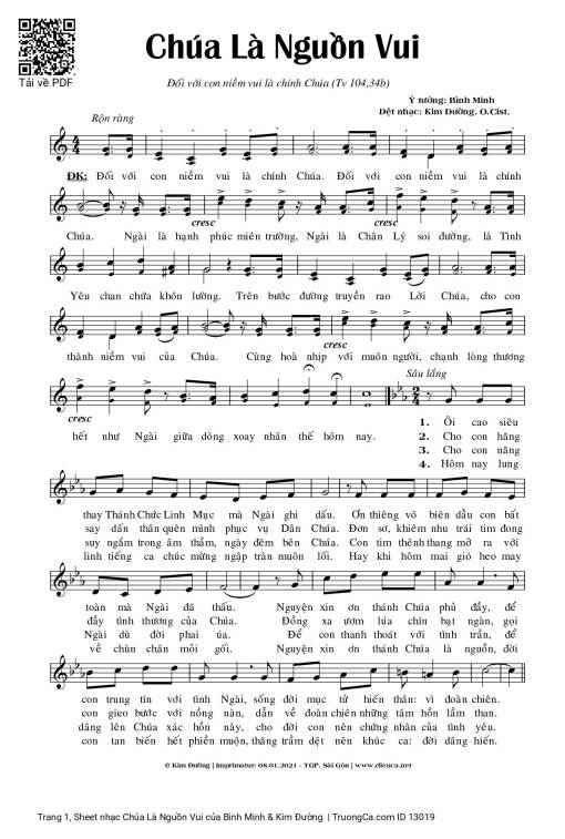 Sheet PDF of Chúa Là Nguồn Vui