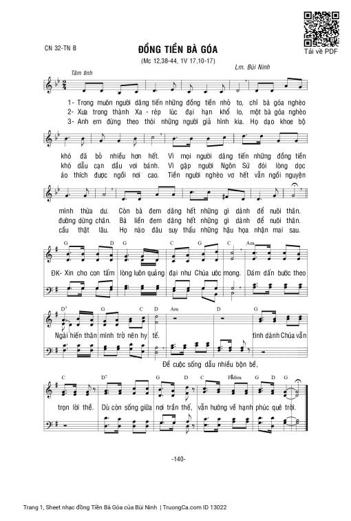 Sheet PDF of đồng Tiền Bà Góa