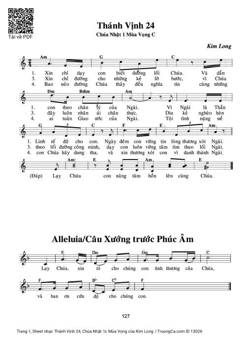 Thánh Vịnh 24, Chúa Nhật 1c Mùa Vọng