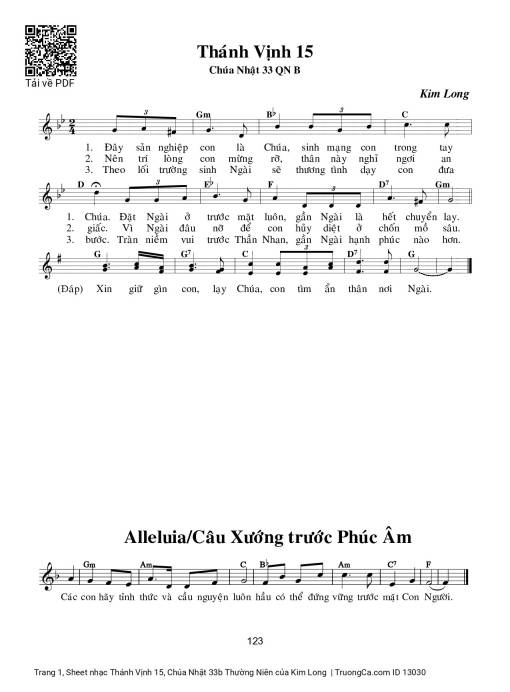 Sheet PDF of Thánh Vịnh 15, Chúa Nhật 33b Thường Niên