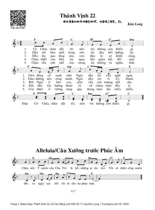 Sheet PDF of Thánh Vịnh 22, Lễ Các đẳng Linh Hồn 02.11