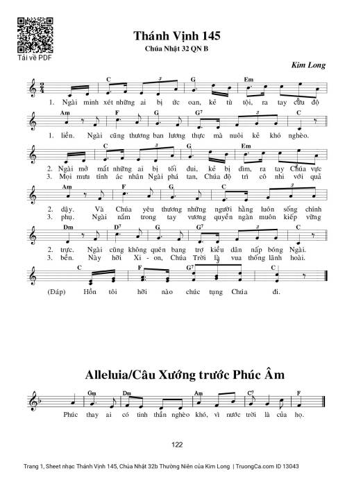 Sheet PDF of Thánh Vịnh 145, Chúa Nhật 32b Thường Niên