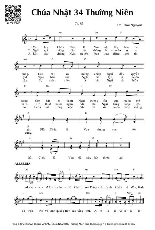 Thánh Vịnh 92, Chúa Nhật 34b Thường Niên