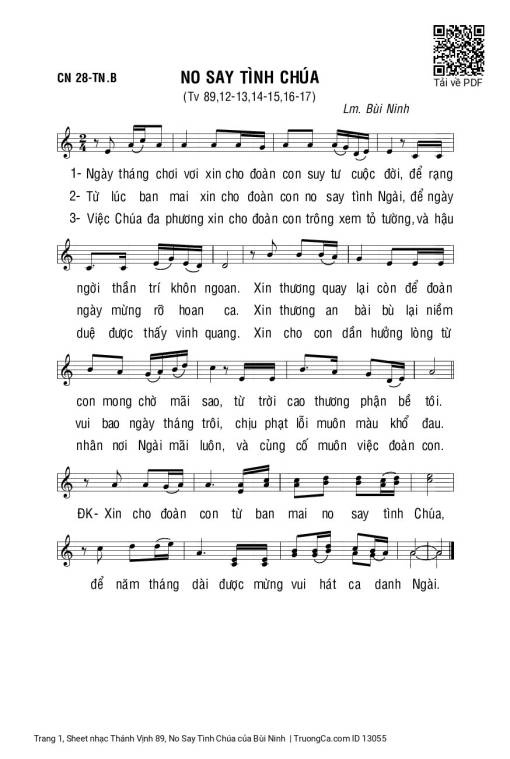 Sheet PDF of Thánh Vịnh 89, No Say Tình Chúa