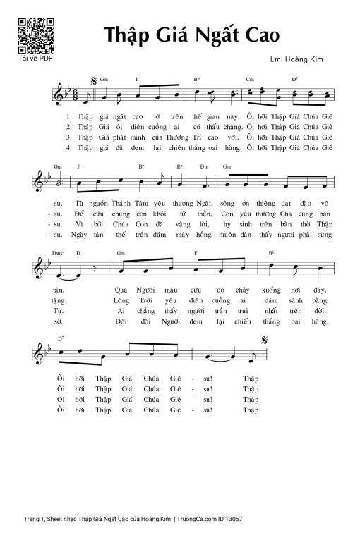 Sheet PDF of Thập Giá Ngất Cao