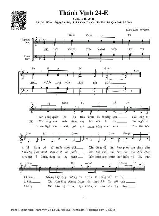 Sheet PDF of Thánh Vịnh 24, Lễ Cầu Hồn
