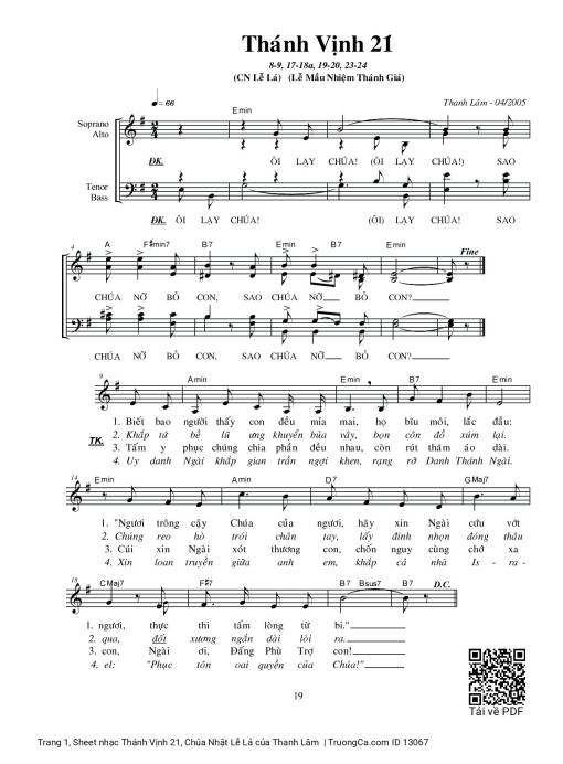 Sheet PDF of Thánh Vịnh 21, Chúa Nhật Lễ Lá