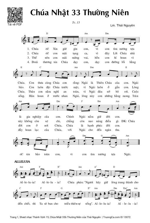 Sheet PDF of Thánh Vịnh 15, Chúa Nhật 33b Thường Niên
