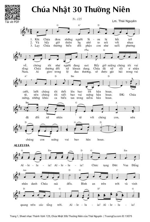 Thánh Vịnh 125, Chúa Nhật 30b Thường Niên