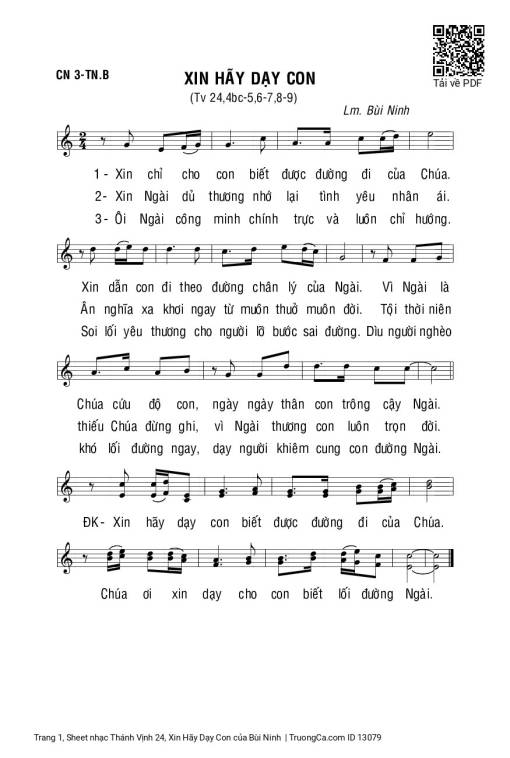 Sheet PDF of Thánh Vịnh 24, Xin Hãy Dạy Con