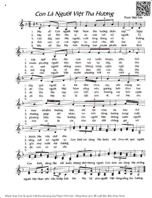 Sheet PDF of Con là người Việt tha phương