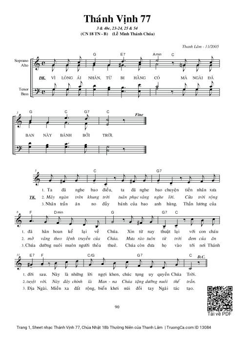 Sheet PDF of Thánh Vịnh 77, Chúa Nhật 18b Thường Niên