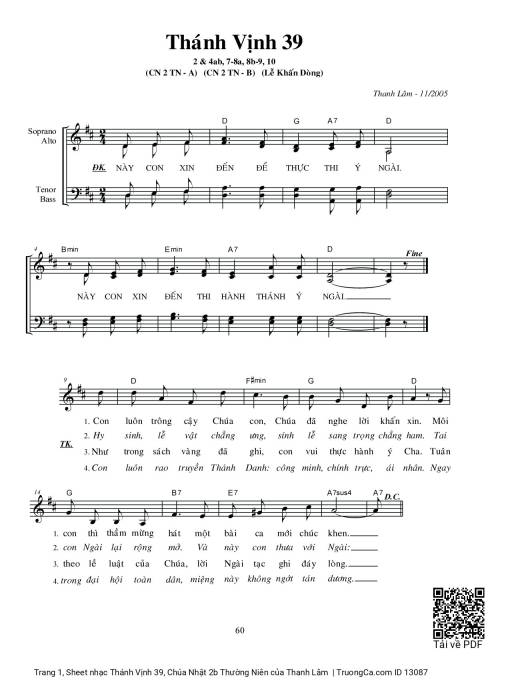 Sheet PDF of Thánh Vịnh 39, Chúa Nhật 2b Thường Niên