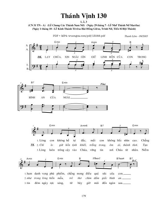 Thánh Vịnh 130, Lễ Thánh Nữ Martha 29.07