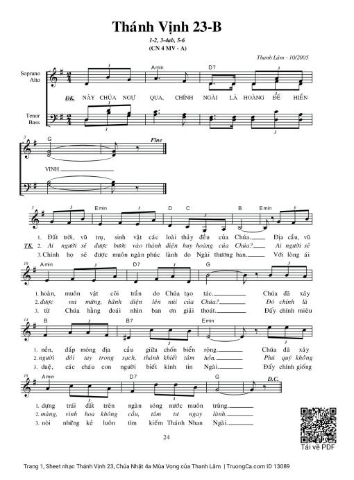 Sheet PDF of Thánh Vịnh 23, Chúa Nhật 4a Mùa Vọng