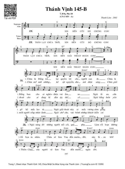 Sheet PDF of Thánh Vịnh 145, Chúa Nhật 3a Mùa Vọng