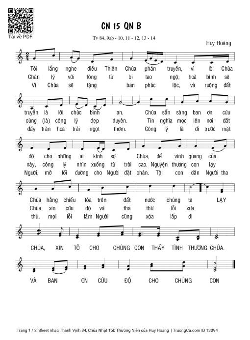 Sheet PDF of Thánh Vịnh 84, Chúa Nhật 15b Thường Niên