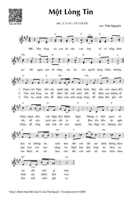 Sheet PDF of Một Lòng Tin