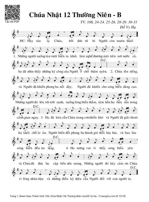Sheet PDF of Thánh Vịnh 106, Chúa Nhật 12b Thường Niên