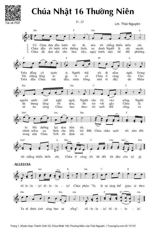 Thánh Vịnh 22, Chúa Nhật 16b Thường Niên