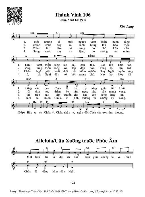 Sheet PDF of Thánh Vịnh 106, Chúa Nhật 12b Thường Niên