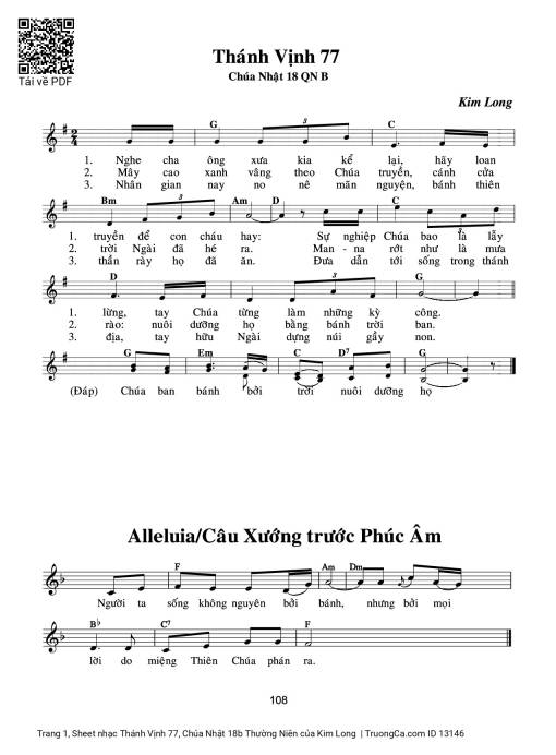 Sheet PDF of Thánh Vịnh 77, Chúa Nhật 18b Thường Niên
