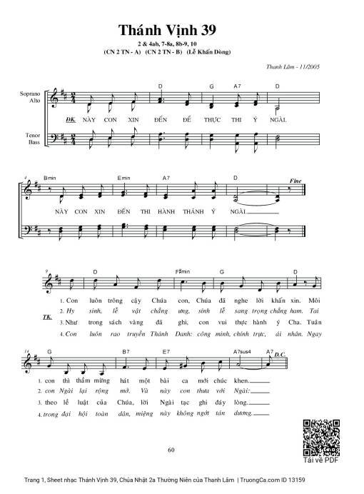 Sheet PDF of Thánh Vịnh 39, Chúa Nhật 2a Thường Niên