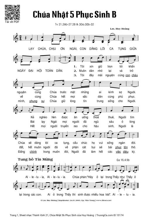 Thánh Vịnh 21, Chúa Nhật 5b Phục Sinh