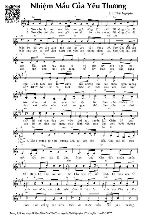 Sheet PDF of Nhiệm Mầu Của Yêu Thương