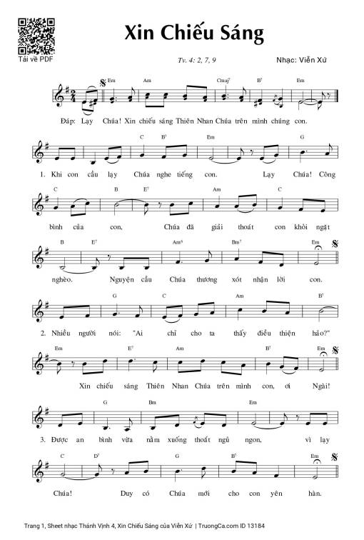 Sheet PDF of Thánh Vịnh 4, Xin Chiếu Sáng