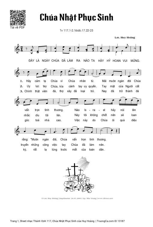 Sheet PDF of Thánh Vịnh 117, Chúa Nhật Phục Sinh